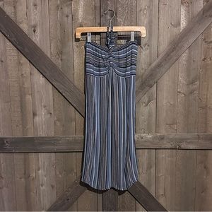 Striped Rayon Strapless Dress EUC